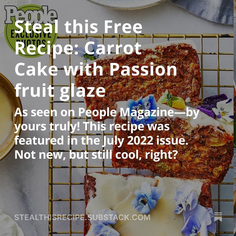 Carrot cake with passion fruit glaze #recipe : stealthisrecipe.substack.com/p/steal-this-f…