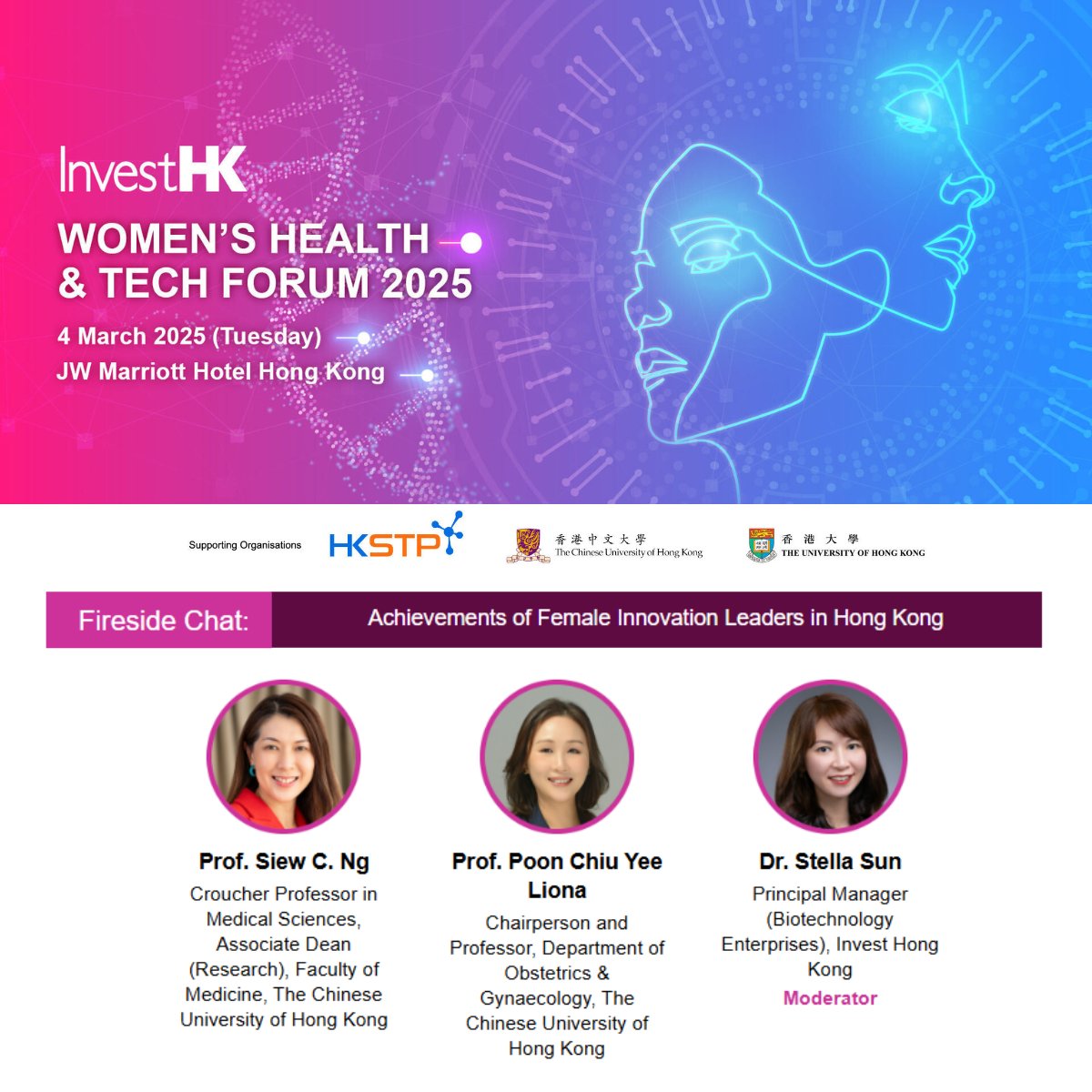 magic_limited's tweet image. Join Prof Siew Ng at Womenβs Health & Tech Forum 2025. She'll discuss medical innovation with Prof. Liona Poon and Dr Stella Sun on March 4, 2025, at JW Marriott Hotel HK!
RSVP: lnkd.in/gVu6xpxV