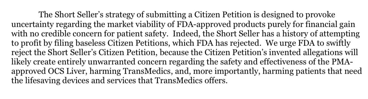 medtechmd's tweet image. Excerpt from $TMDX legal team’s response to Scorpion short seller citizen petition against the company.