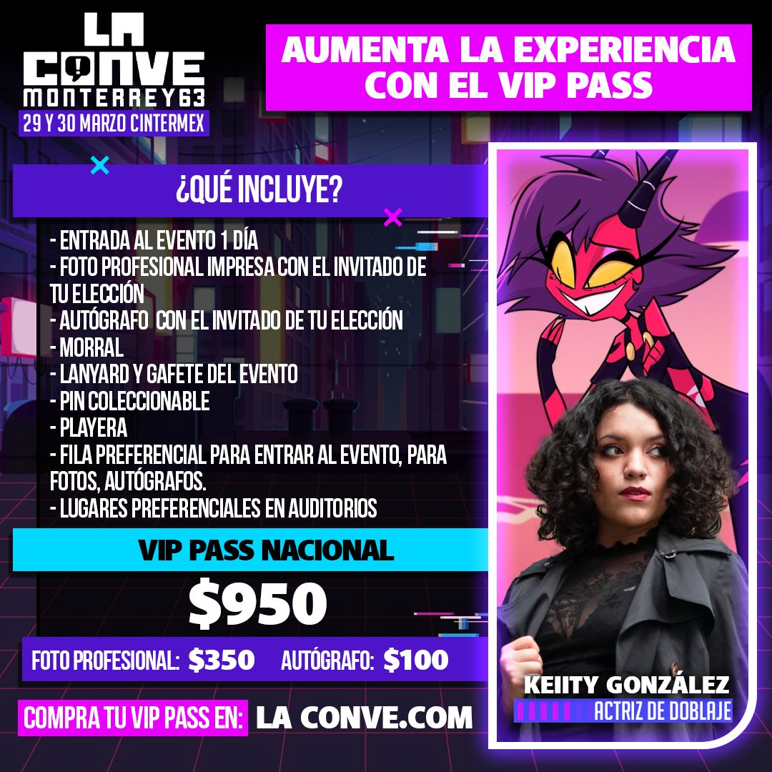 LaConveMTY's tweet photo. 🎤✨Los Pases VIP de nuestros invitados de doblaje ya están a la venta. 🎟️🔥 Disfruta de beneficios exclusivos como fotos, autógrafos, acceso preferente y más. Consigue tu pase aquí 👉 https://t.co/iHPH1UJlTo
#LaConve #PaseVIP #Doblaje #ActoresDeDoblaje #VocesQueMarcan https://t.co/fqLiFw8swO
