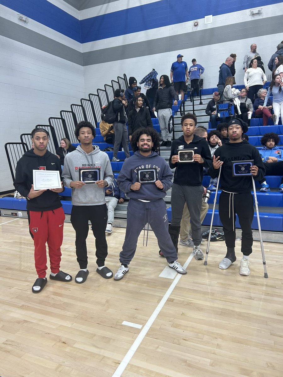 Congrats to our all-district performers.  
Micah Shaw - All District 
Dez Carpenter - All District 
Sean Goggins - All District 
Tahj Roseburr - All District Tournament 
Jerry Taylor - All Defensive