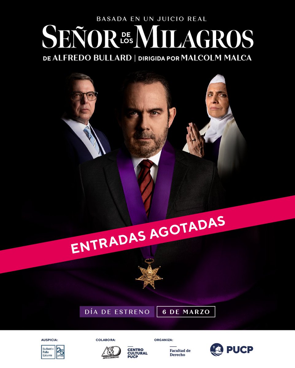 ¡Entradas agotadas! 

Agradecemos la gran acogida de "Señor de los Milagros", una obra que une el derecho y el teatro en una historia basada en un juicio real. Su entusiasmo nos motiva a seguir explorando nuevas formas de contar el derecho desde el arte.

#DerechoPUCP