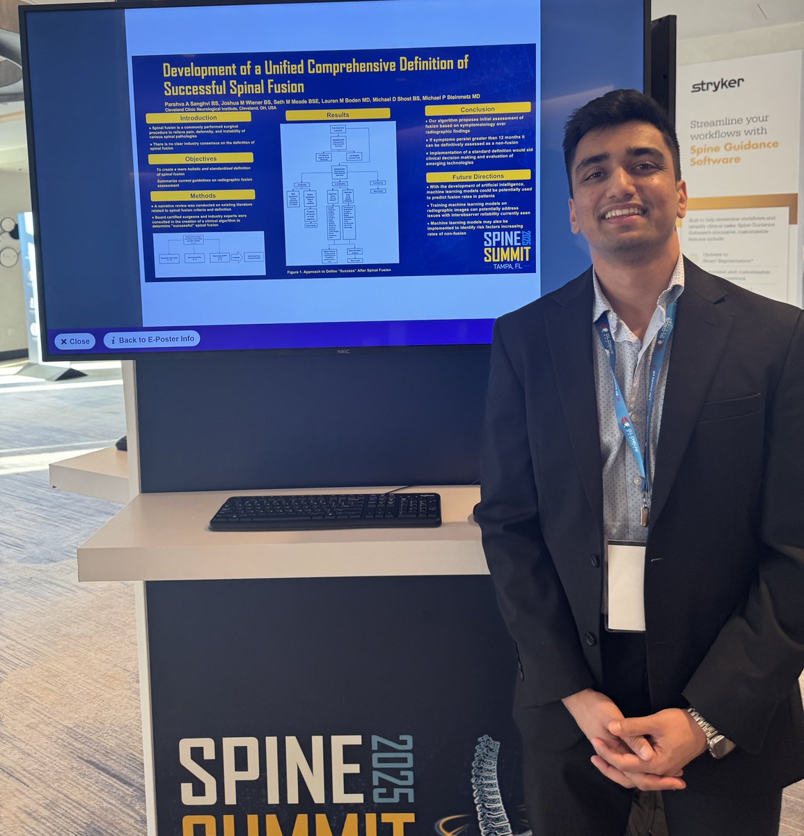 ParshvaMed's tweet photo. Enjoyed my time at #SpineSummit2025 @spinesection this past weekend! Had the opportunity to present our work on better defining spinal fusion “success”and explore Tampa with my fellow CCF Center for Spine Health research team members! https://t.co/KVQmRsgUuO