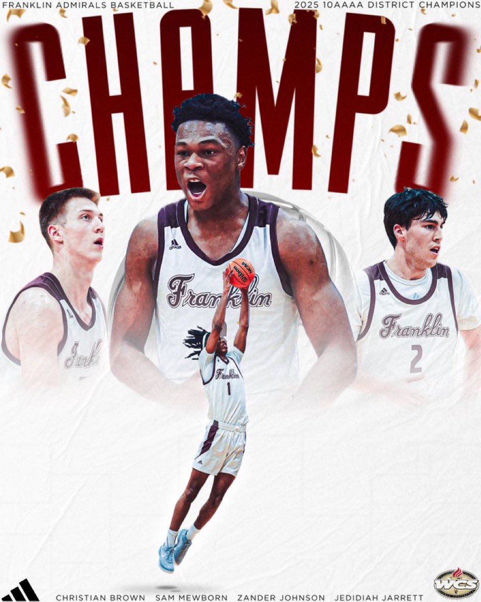 Franklin Basketball (@wcsfhshoops) on Twitter photo Franklin 42
Independence 40
District 10-4A Champions‼️
<a href="/ImChristianB21/">Christian Brown</a> 19p, 8r, 2b
<a href="/Zander1Johnson/">Zander Johnson</a> 6p, 2r
<a href="/jedij_14/">Jedidiah Jarrett 2025</a> 6p, 1r
<a href="/sammew06/">Sam Mewborn</a> 3p, 4r
Carson Vaughn 3p, 1r, 1s, 1b
<a href="/colekizer_/">Cole Kizer</a> 2p, 3a <a href="/Collin_TheGuard/">Collin Robinson</a> 2p, 3a, 2r
<a href="/conradjones23/">conradjones_2026</a> 1p, 1r
#TheFlagship ⚓️🏀
#DontGiveUpTheShip Franklin 42
Independence 40
District 10-4A Champions‼️
<a href="/ImChristianB21/">Christian Brown</a> 19p, 8r, 2b
<a href="/Zander1Johnson/">Zander Johnson</a> 6p, 2r
<a href="/jedij_14/">Jedidiah Jarrett 2025</a> 6p, 1r
<a href="/sammew06/">Sam Mewborn</a> 3p, 4r
Carson Vaughn 3p, 1r, 1s, 1b
<a href="/colekizer_/">Cole Kizer</a> 2p, 3a <a href="/Collin_TheGuard/">Collin Robinson</a> 2p, 3a, 2r
<a href="/conradjones23/">conradjones_2026</a> 1p, 1r
#TheFlagship ⚓️🏀
#DontGiveUpTheShip