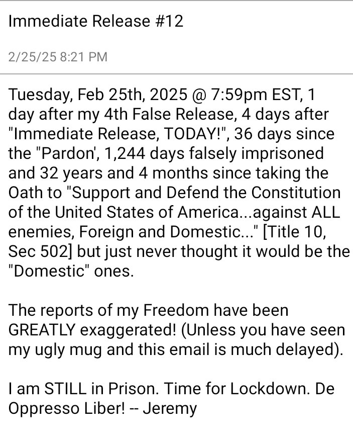J6 political hostage and FBI whistleblower Jeremy Brown is STILL IN PRISON.  Why?? #FreeJeremyBrown
