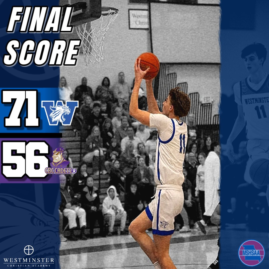 Wildcats move to 19-5 on the season with a win over CBC tonight. All 5 starters scored double digits.

JD Robertson - 21
Will Powers - 12
Evan Montandon - 12
Tobi Akinyede - 11
Darrell Crump - 10

Next up MICDS on tomorrow night.