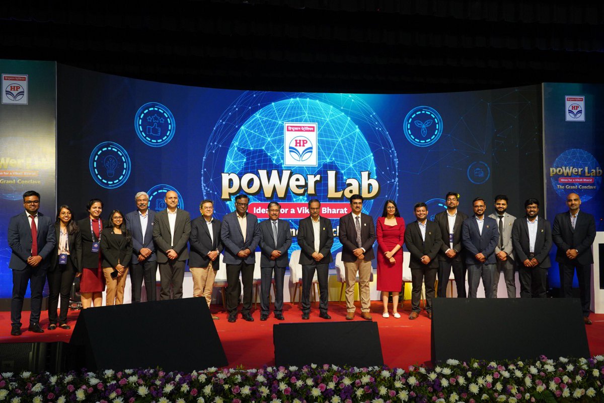 DirHR_HPCL's tweet photo. "Congratulations to the winners of #HP Power Lab - Ideas for a Viksit Bharat! Delighted to share that in a power packed event, HPCL conducted the Grand Finale of 'HP Power Lab - Ideas for a #Viksit Bharat' in collaboration with '#Unstop' at Sandipani, SIBM, Pune. Fifteen teams of youngsters from various colleges across the country made it to the finale, selected from an impressive 1,29,000+ entries, and showcased their unique ideas. These ideas were evaluated by an esteemed panel of industry leaders, including Mr. S Bharathan, Director-Refineries, HPCL; Mr. Dwarakanath Patnam, Former Chairman, GSK Consumer Healthcare Limited; Mr. Vikram Tandon, Group CHRO, Adani Group; Mr. S.Y. Siddiqui, Chief Mentor, Maruti Suzuki; and Mr. Ankit Aggarwal, Founder & CEO, Unstop. #ViksitBharat #SkillDevelopment 
#MoPNG"