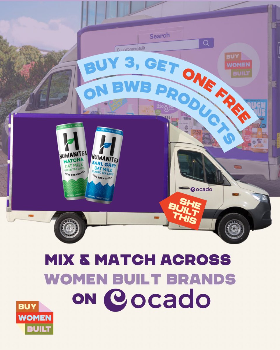 Today <a href="/BuyWomenBuilt/">BuyWomenBuilt</a> have launched a special BUY 3 GET ONE FREE promotion in collaboration with <a href="/Ocado/">Ocado</a>, who are championing women in business. The offer includes products from across participating BWB brands, including our drinks! 💜🤩

SHOP HERE: ocado.com/browse/buy-wom… 🍵🛒