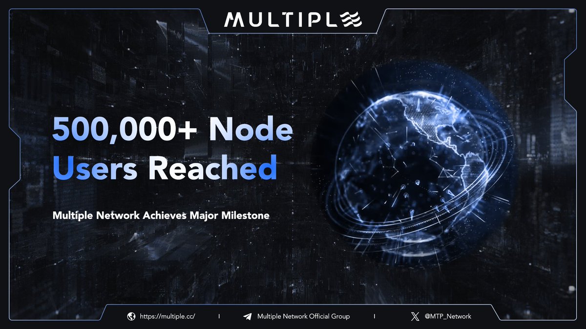 Multiple Network Ecosystem (@multiple_global) on Twitter photo Congrats! We’ve officially surpassed 500,000 node users, and to thank our amazing community, it’s GIVEAWAY TIME! 💎✨
🎁 Win 100 $MTP! (10 lucky winners)
🔹 How to enter:
1️⃣ Like ❤️, Follow <a href="/MTP_Network/">Multiple Network</a>, & RT 🔄
2️⃣ Drop your EVM address in the comments below 👇
⏳ Winners Congrats! We’ve officially surpassed 500,000 node users, and to thank our amazing community, it’s GIVEAWAY TIME! 💎✨
🎁 Win 100 $MTP! (10 lucky winners)
🔹 How to enter:
1️⃣ Like ❤️, Follow <a href="/MTP_Network/">Multiple Network</a>, & RT 🔄
2️⃣ Drop your EVM address in the comments below 👇
⏳ Winners