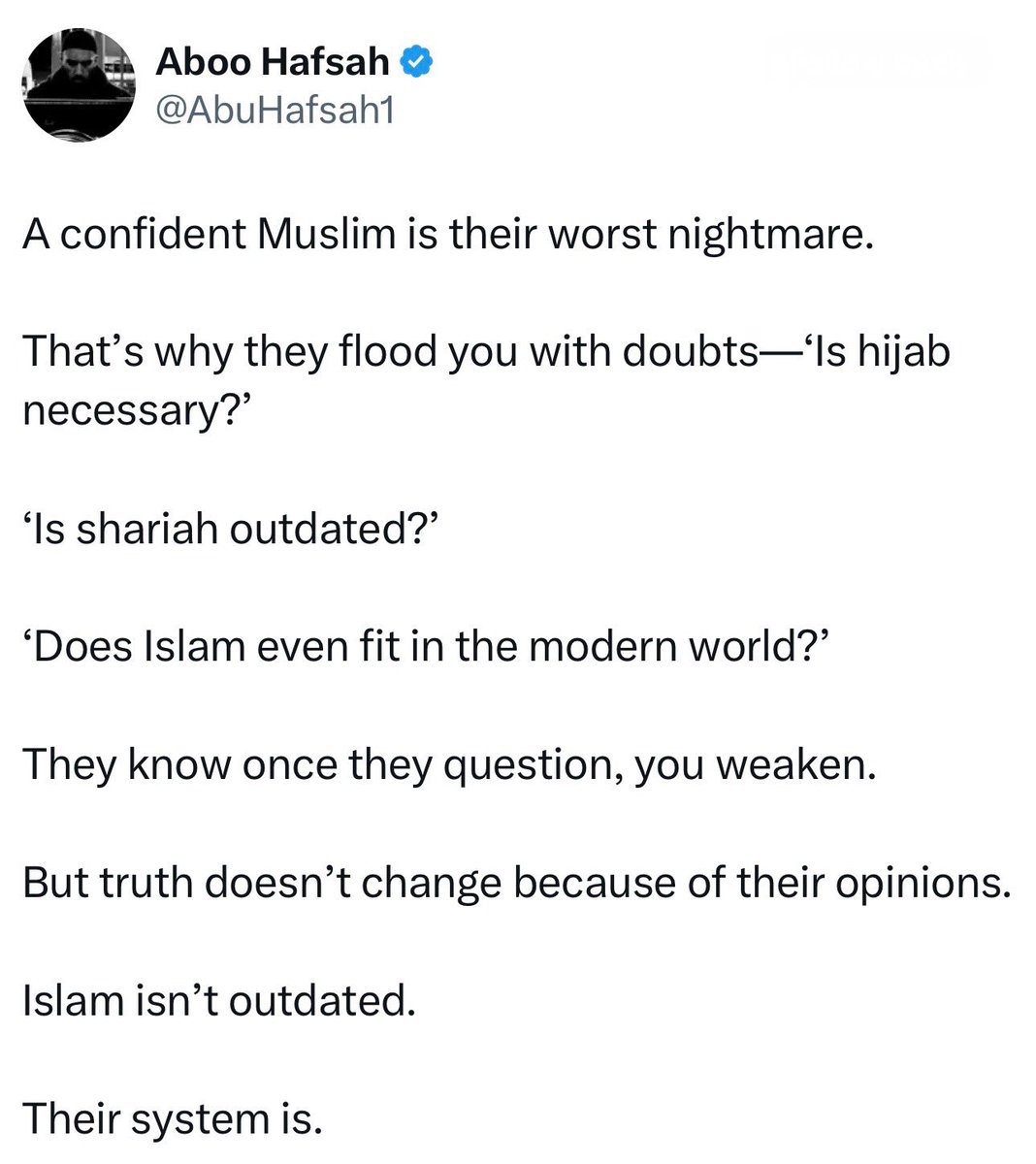 Be a Confident Muslim 💪 <a href="/AbuHafsah1/">Aboo Hafsah</a>