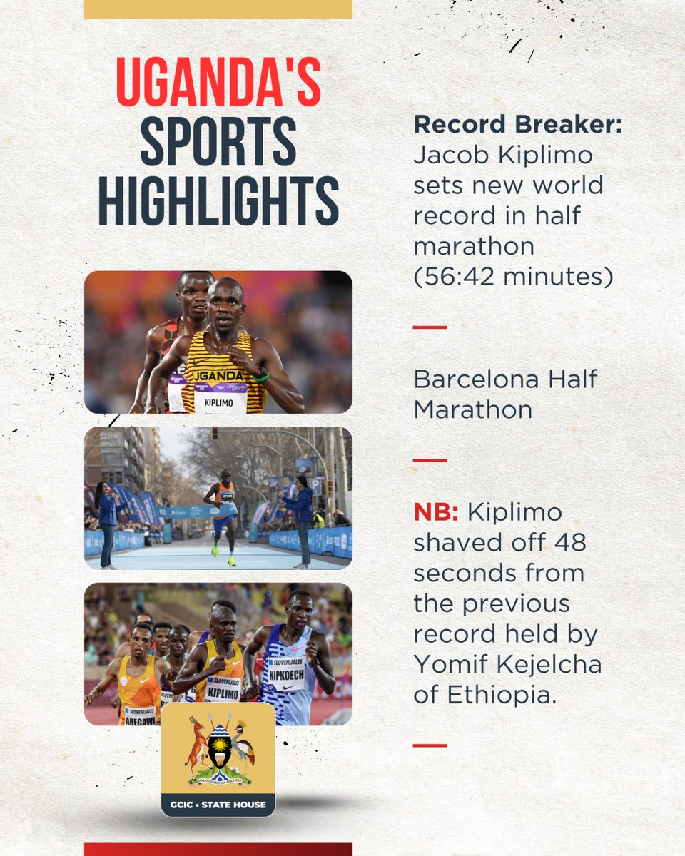 GCIC_SocialDevt's tweet image. 🌎🏃‍♂️ Jacob Kiplimo makes history, running a half marathon in under 57 minutes! 🕒️ 56:42 is the new benchmark! 💥 

#WorldRecord #BarcelonaHalfMarathon