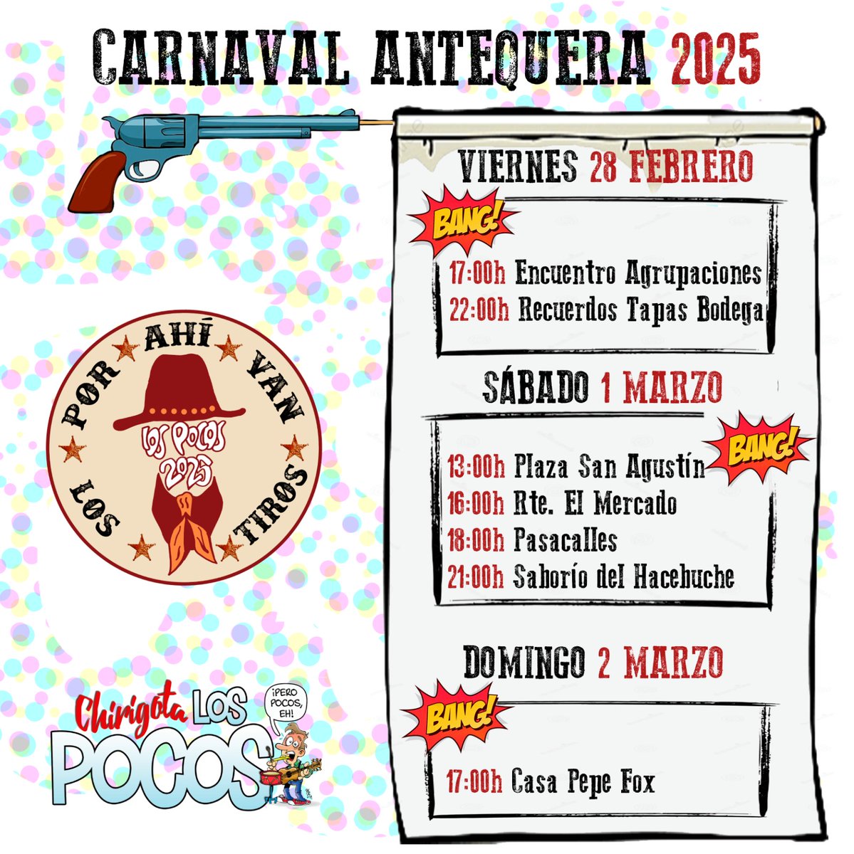 🤠 Se acerca el fin de semana grande de este #Carnaval2025. Aquí tienes una guía actualizada de los sitios donde estaremos atracando. Como no puede ser de otra forma, también estaremos por las calles.