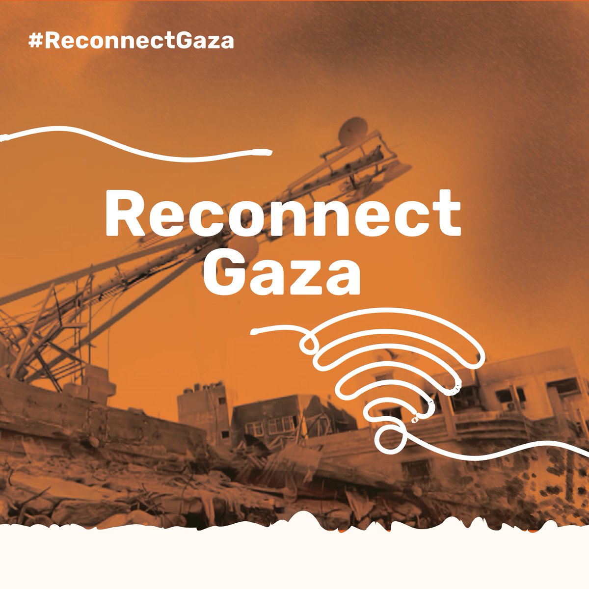 📢7amleh, in collaboration with the Palestinian Digital Rights Coalition and dozens of international organizations, has launched #ReconnectGaza, a global campaign to demand the rebuilding of Gaza’s telecommunications network and safeguard the right to communication as a