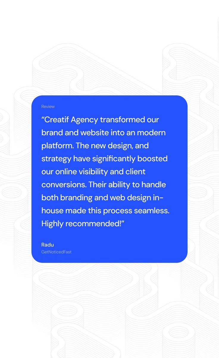 Our new testimonial - post brand and website redesign

Want to Transform Your Website?
Partner with Creatif Agency for a high-performance, design-driven website that converts. Let’s talk. webdesign 
creatif.agency 

#website #redesign #branding
