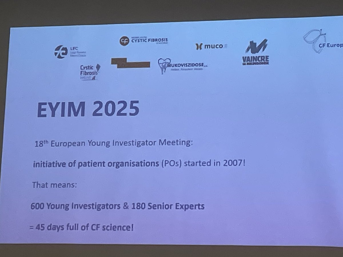 Excited to be at the European Young Investigator Meeting for #CF as a supporting “senior” investigator. Thanks to CF Europe and all the patient organisations for the invite. #EYIM