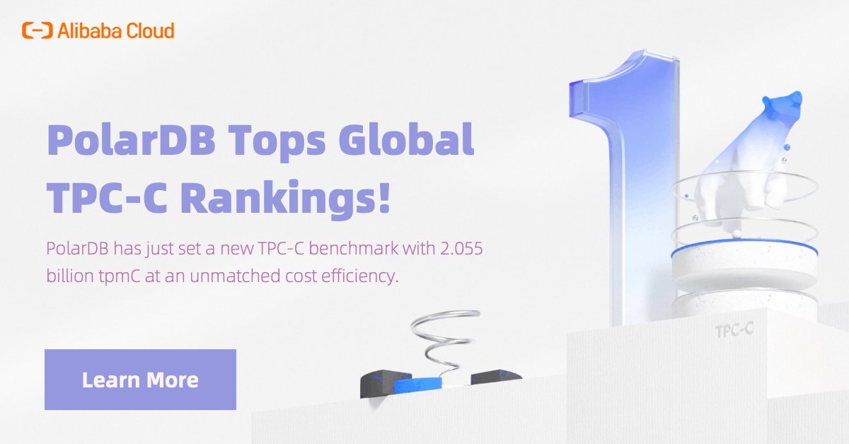 alibaba_cloud's tweet image. Breaking Records, Setting Standards! 🎉 We&apos;re proud to announce #PolarDB as the new leader in TPC-C benchmarks! With 2.055 billion tpmC and optimal cost efficiency, PolarDB sets a new industry standard in efficiency and scalability. Discover how PolarDB leads the way in…