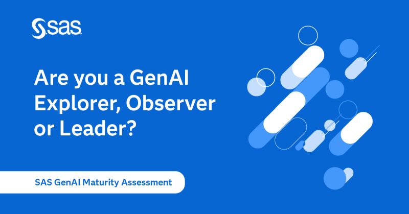 A che punto sei nel tuo percorso di implementazione della #GenAI? Scopri il tuo livello di maturità nell’adozione dell’#AI generativa e confrontati con peer a livello globale. Rispondi al nostro assessment e ottieni insight per guidare la tua strategia 🔍 2.sas.com/6017LKQGN