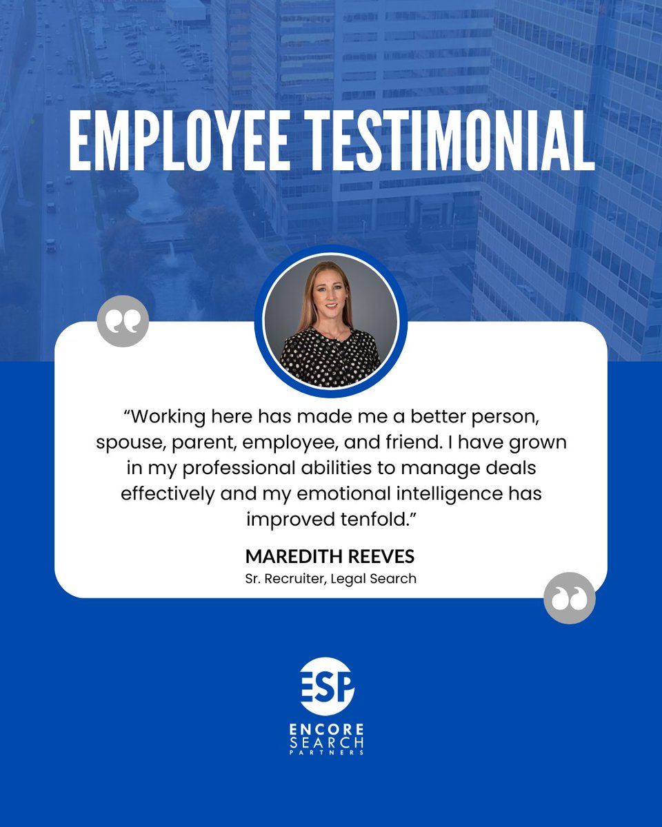 encore_search's tweet image. Encore&apos;s supportive environment empowers employees to excel beyond the workplace.

Hear from Maredith Reeves about how ESP provides meaningful growth.

#ESP #recruiting #houston #employeetestimonial