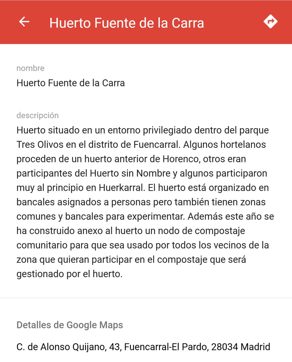 Huerto Urbano Comunitario Fuente de la Carra
Calle de Alonso Quijano 43
(dentro del Parque Tres Olivos)
📍maps.app.goo.gl/PfiHDJzcceYKGE…
🔹redhuertosurbanosmadrid.wordpress.com/huerto-fuente-…
🔹redhuertosurbanosmadrid.wordpress.com
🔹diario.madrid.es/huertos
