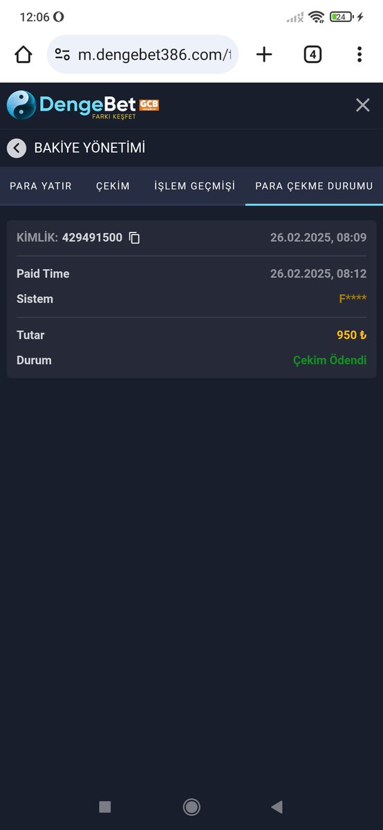 Kullanıcı adı: Bedia1234

Teşekürlerrr👍

#DengeBet #DengeBetCekim @dengebet2024