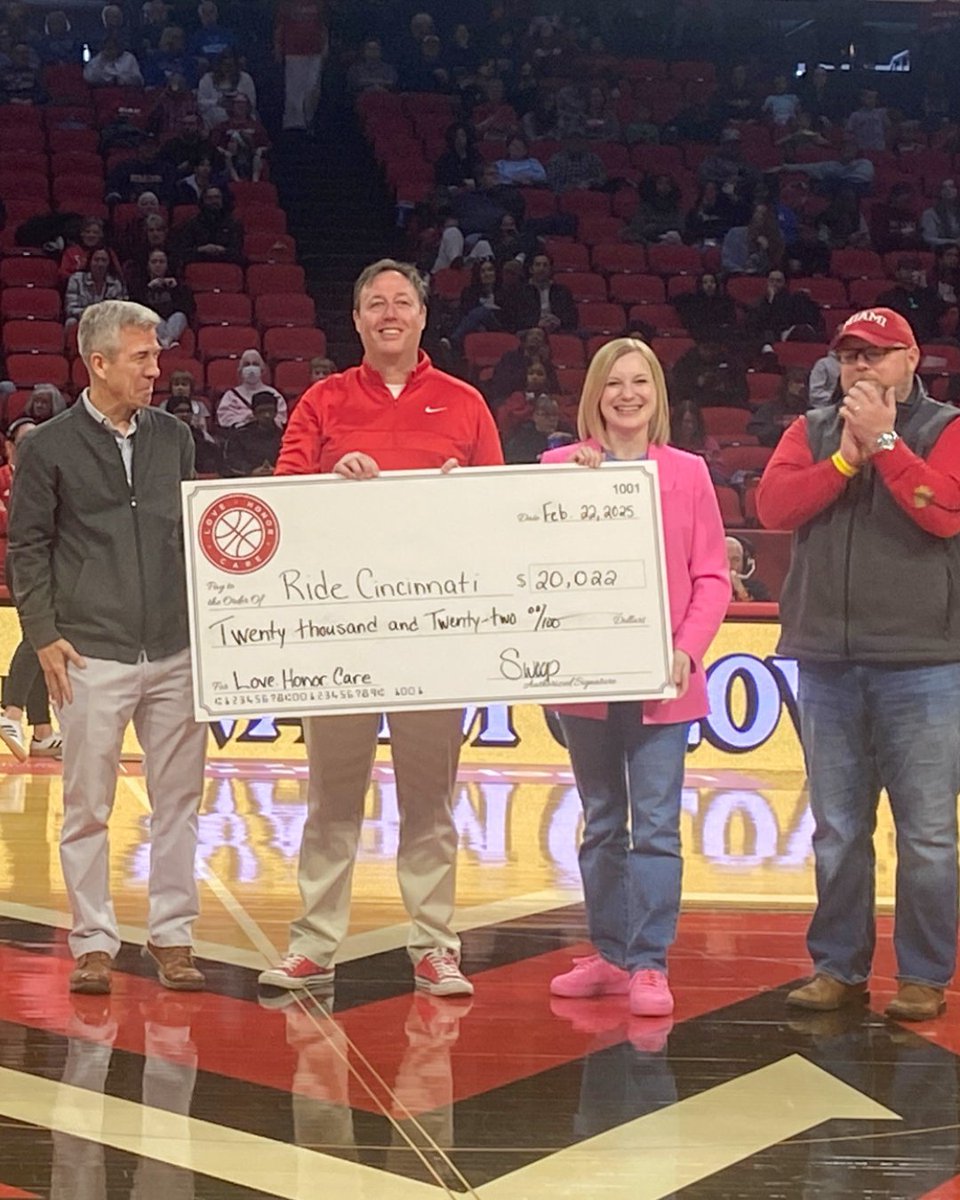 RideCincinnati's tweet photo. Thank you to the @MiamiRedHawks for hosting the 10th annual https://t.co/3XKrAVLZ9N Weekend. For the third year, Ride Cincinnati benefited from the https://t.co/3XKrAVLZ9N Weekend presented by @WesternSouthern . The event raised over $20,000 for local cancer research! https://t.co/1Q1FB2mTVL