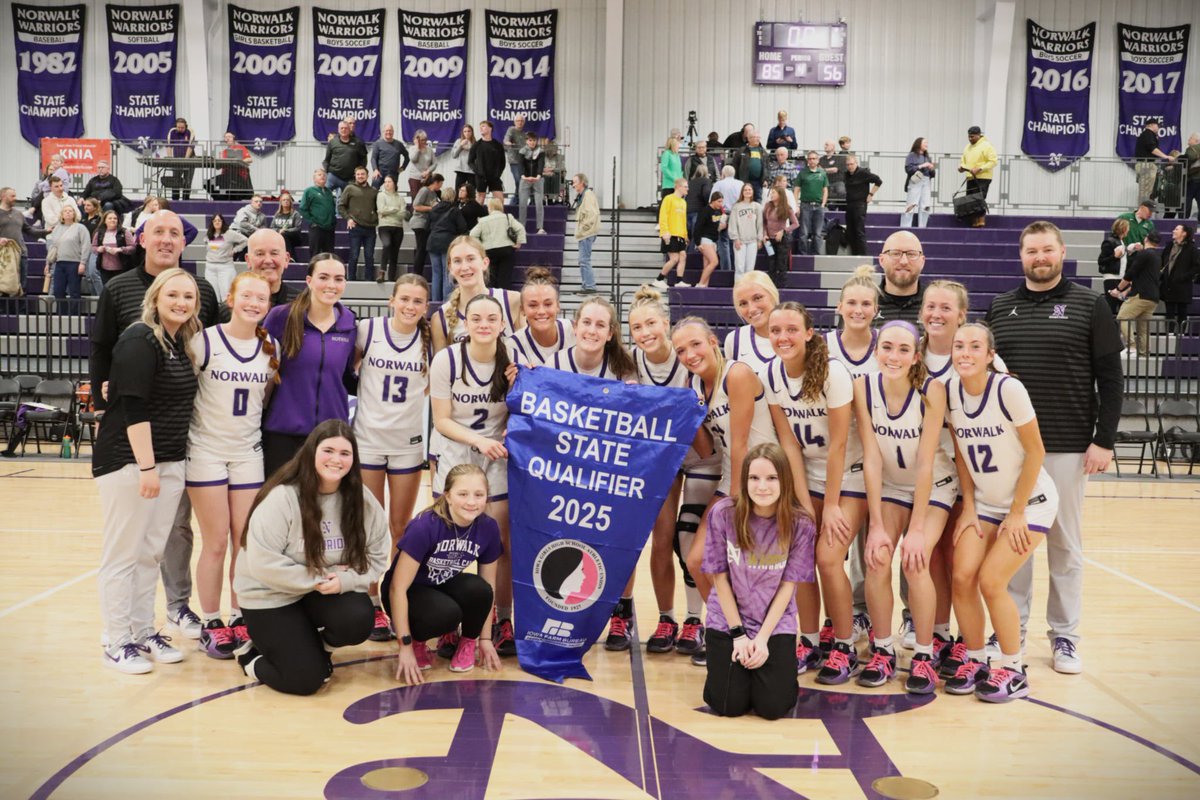 Norwalk Girls Basketball (@norwalkgbb) on Twitter photo Warriors WIN over Pella 85-46!! <a href="/braylyn_birm/">Braylyn B</a> led the way w/ 27, <a href="/baileybirm/">Bailey Birmingham</a> w/ 21, & <a href="/hannahover_26/">hannah overholser</a> w/ 13. A balanced attack led us to our first state trip since 06-07! Bailey was our MVP & the whole team was our HYPE girl! See u next Tuesday! 1:30 pm @ state!! #WW4W #WTW💜🩷 Warriors WIN over Pella 85-46!! <a href="/braylyn_birm/">Braylyn B</a> led the way w/ 27, <a href="/baileybirm/">Bailey Birmingham</a> w/ 21, & <a href="/hannahover_26/">hannah overholser</a> w/ 13. A balanced attack led us to our first state trip since 06-07! Bailey was our MVP & the whole team was our HYPE girl! See u next Tuesday! 1:30 pm @ state!! #WW4W #WTW💜🩷