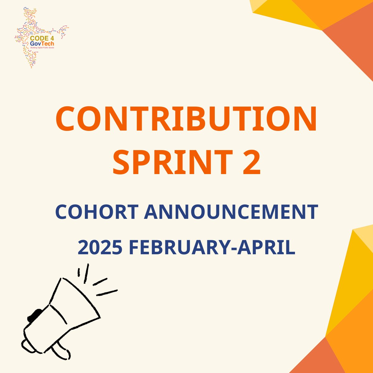 Code4GovTech's tweet image. We are thrilled to announce the 4 talented individuals selected for the second Community Campaign, where they will work on 4 transformative projects hosted by #MOSIP, @PlanetRead , and @PiramalS.
A big congratulations to everyone!
#code #tech #sprint #community #OpenSource