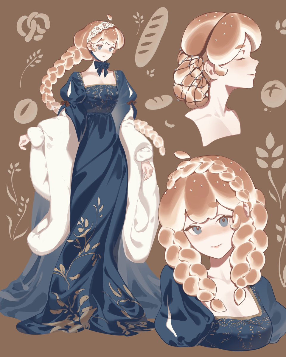 Redesign of my oc Noelle!! Yes her hair is bread and the sesame seeds are dandruff 🍞🥨🥐