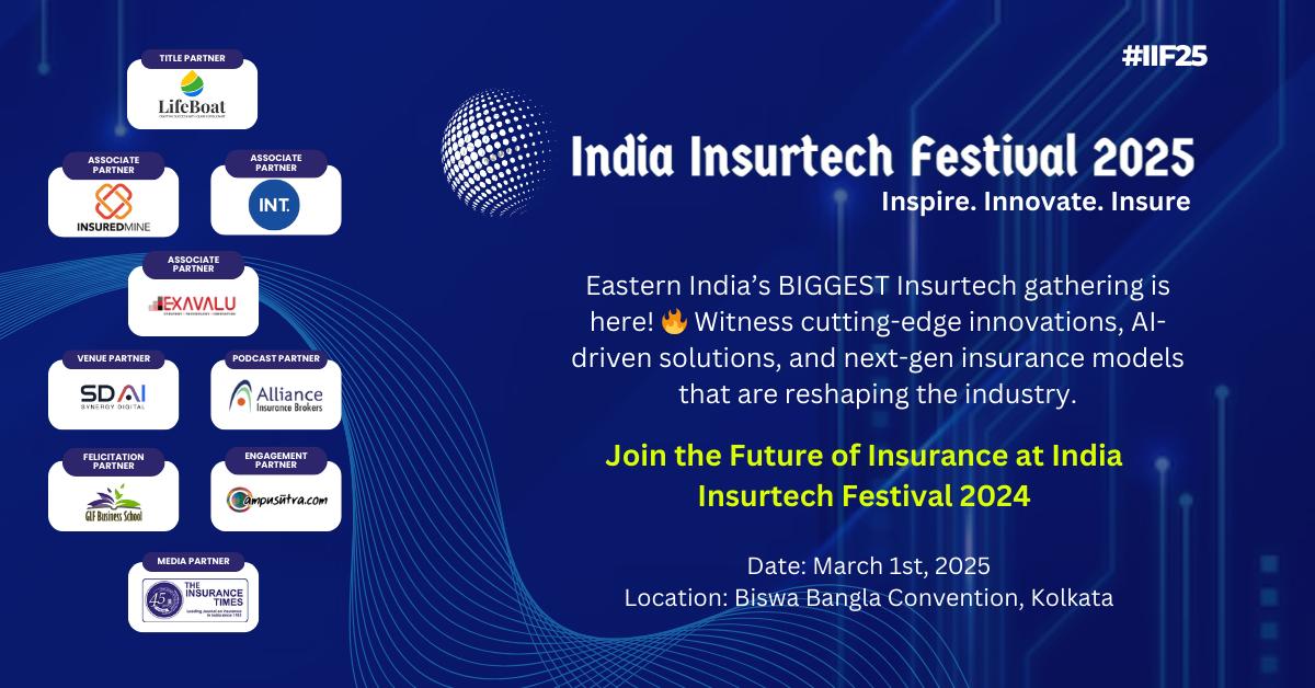 The Insurance Times is the Media Partner &amp; BimaBazaar.com is the Digital Partner for India Insurtech Festival 2025! 🎉

📅 1st March 2025 📍 Biswa Bangla Convention Centre, Kolkata
📩 Register: info@insurtechfestival.com
🔗 More Info: insurtechfestival.com