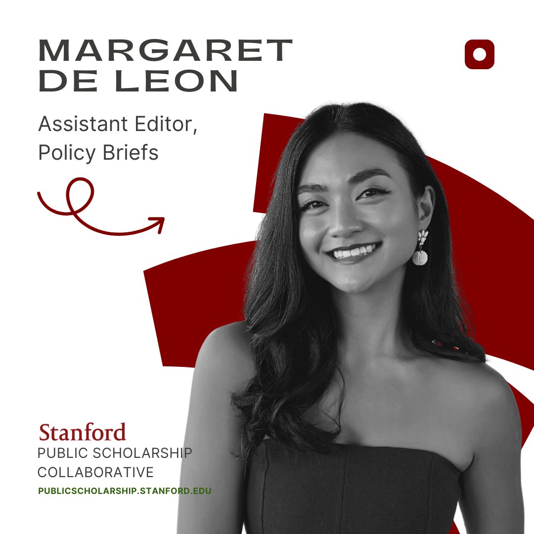 Stanford Public Scholarship Collaborative (@stanfordgse_psc) on Twitter photo Introducing one of our Assistant Editors for Policy Briefs, Margaret de Leon! She is a Fulbright Scholar at Stanford researching college affordability, financial aid policy, and economics of education.
Read more about her contributions to the PSC on our website! <a href="/margedeleon/">Margaret de Leon (she/her)</a> Introducing one of our Assistant Editors for Policy Briefs, Margaret de Leon! She is a Fulbright Scholar at Stanford researching college affordability, financial aid policy, and economics of education.
Read more about her contributions to the PSC on our website! <a href="/margedeleon/">Margaret de Leon (she/her)</a>