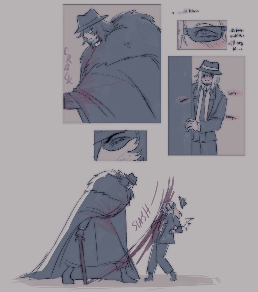 alephkiss's tweet photo. You don't look at me the same way anymore.

#doublefedora 
(I just had the sketch of long-haired Chance but then I was like.. why not make it angsty? :D)
(ps. him having long hair is lore for this au.. its meaningful!) https://t.co/8eqRi89BX7