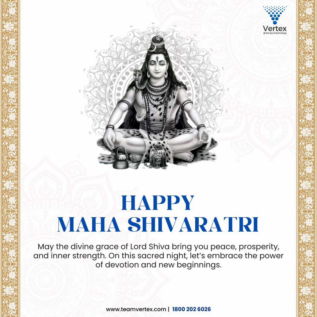 vertex_techsol's tweet image. Wishing you a blessed Maha Shivaratri! May the divine energy of Lord Shiva bring strength, wisdom, and success in all your endeavors.

Har Har Mahadev!🔱