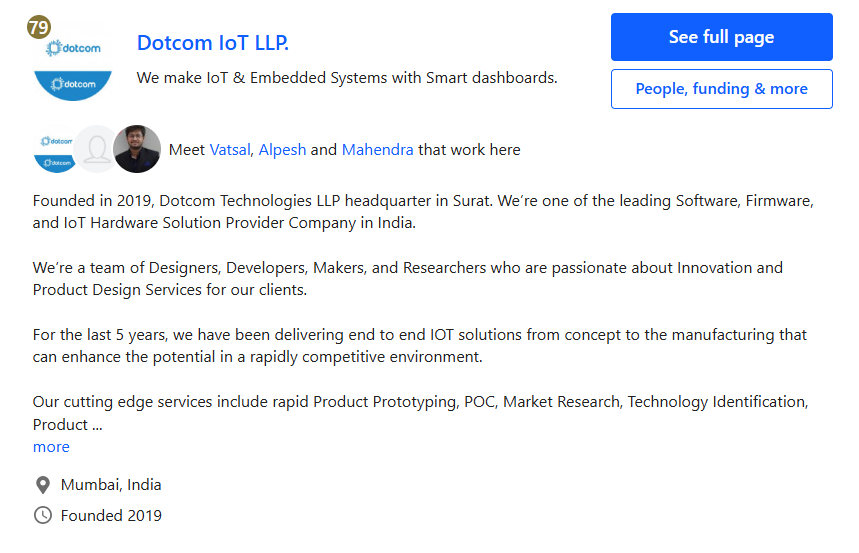 Dotcomiot's tweet photo. We are happy to share that,

Dotcom IoT LLP. is the #79 AI (Artificial Intelligence) company on F6S for February. You've ranked highly out of the 2 million F6S startups. 

#dotcomiot
#iot #Artificialintelligence #internetofthings https://t.co/scp7tDCwr2