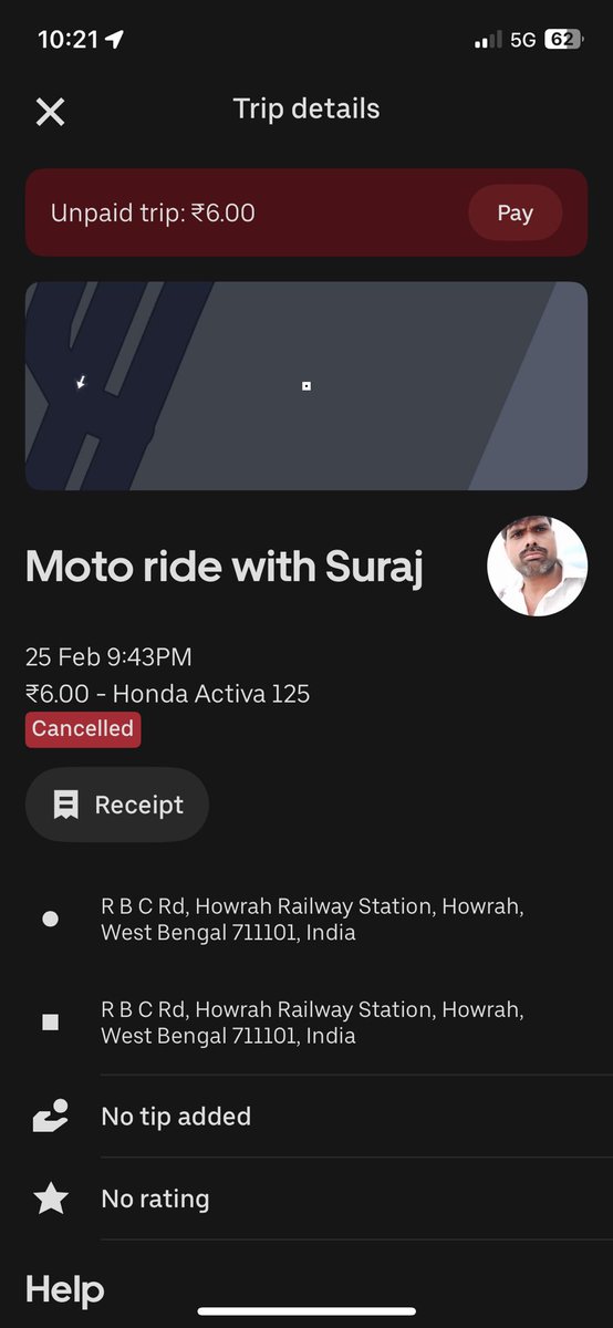 imaseem_'s tweet photo. @Uber_India why drivers are always asking for additional fair and no actions being reported, yesterday i booked bike from Howrah station where fair was 260 rupees but driver is asking me to pay 600 rupees for Shapoorji stating he will not have any booking while returning. https://t.co/jp7qQnhTm3