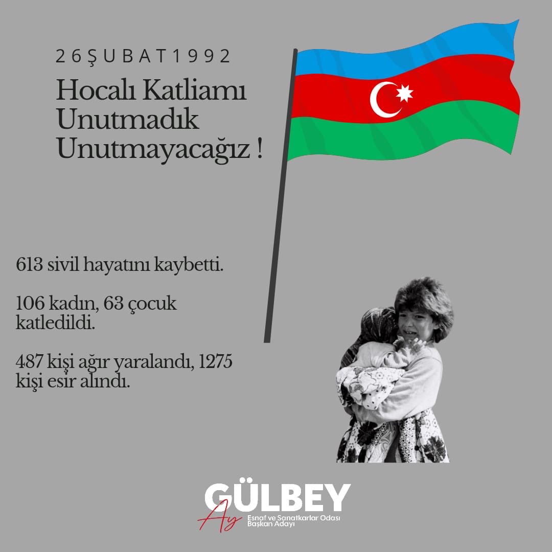 Tarihimizin en acı günlerinden biri olan Hocalı Katliamı’nda hayatını kaybeden masum sivilleri rahmetle anıyoruz.