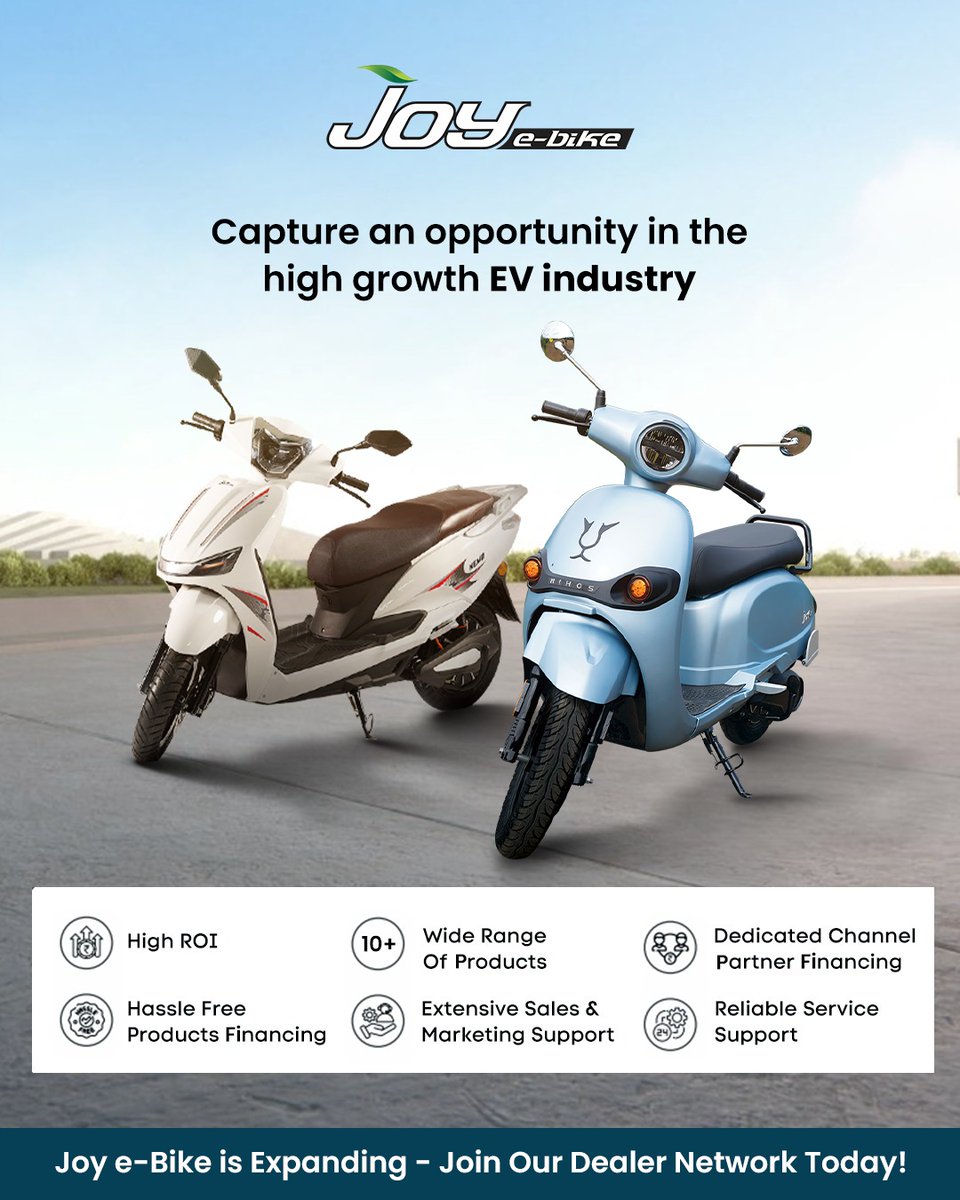 Big opportunities are now electric! Start your Joy e-bike dealership and ride toward success.

Interested candidates can visit joyebike.com/franchise
or contact info@wardwizard.in
.
.
.
.
#joyebike 
joyebike | electric vehicle | dealership opportunity | electric bikes