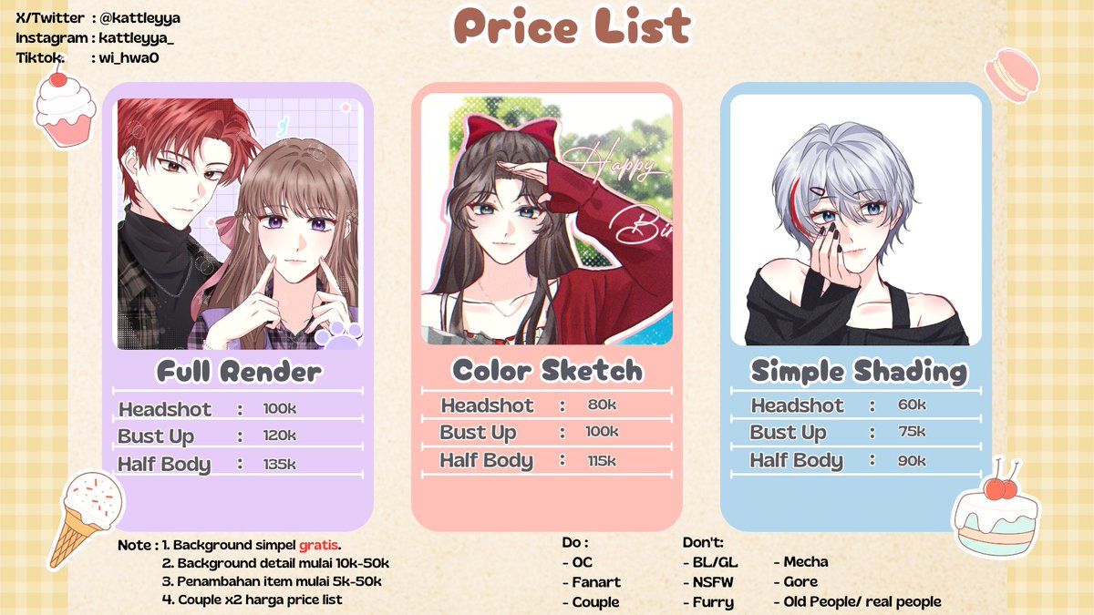 kattleyya's tweet image. 🌼 OPEN COMMISSION 🌼
(Like &amp;amp; Share&apos;s very appreciated)
•
Hello! Fira open commission lagi dan untuk lokal saja(⁠ ⁠╹⁠▽⁠╹⁠ ⁠).
•
DM jika tertarik atau untuk  tanya-tanya^^~.
Pls mention after DM^^
#artcommission #artid #zonakaryaid #opencommissions #artidn