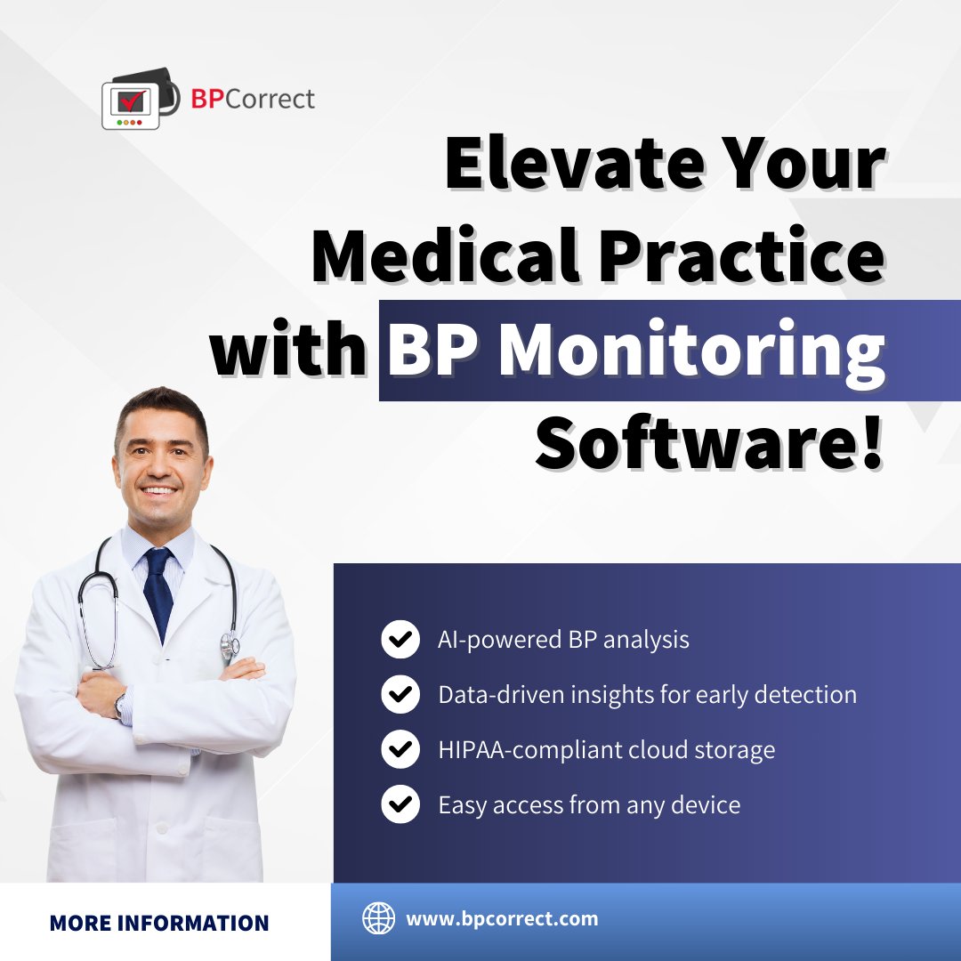 BpCorrect's tweet image. 🩺 Revolutionize BP Monitoring!

✅ AI-powered analysis
✅ Early detection with data-driven insights
✅ HIPAA-compliant cloud storage
✅ Access from any device, anytime!

Read More: bpcorrect.com
#health #hearthealth #healthtech #patientcare #bloodpressuresolution