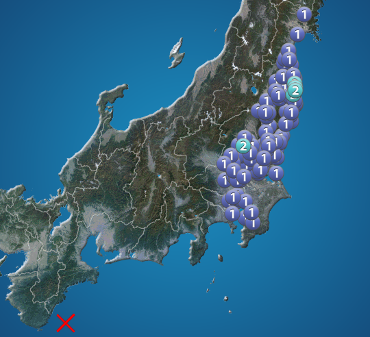 wni_jp's tweet photo. 2月26日(水)14時54分頃、三重県南東沖で深発地震がありました。震源の深さは約400km、地震の規模はM5.7と推定されます。
関東などに揺れが伝わる「異常震域」と呼ばれる震度分布ですが、頻度の低い深発地震に特有の現象であり、地震活動そのものは異常ではありません。
https://t.co/SwaMa3e29E https://t.co/ZtLLJgSmag
