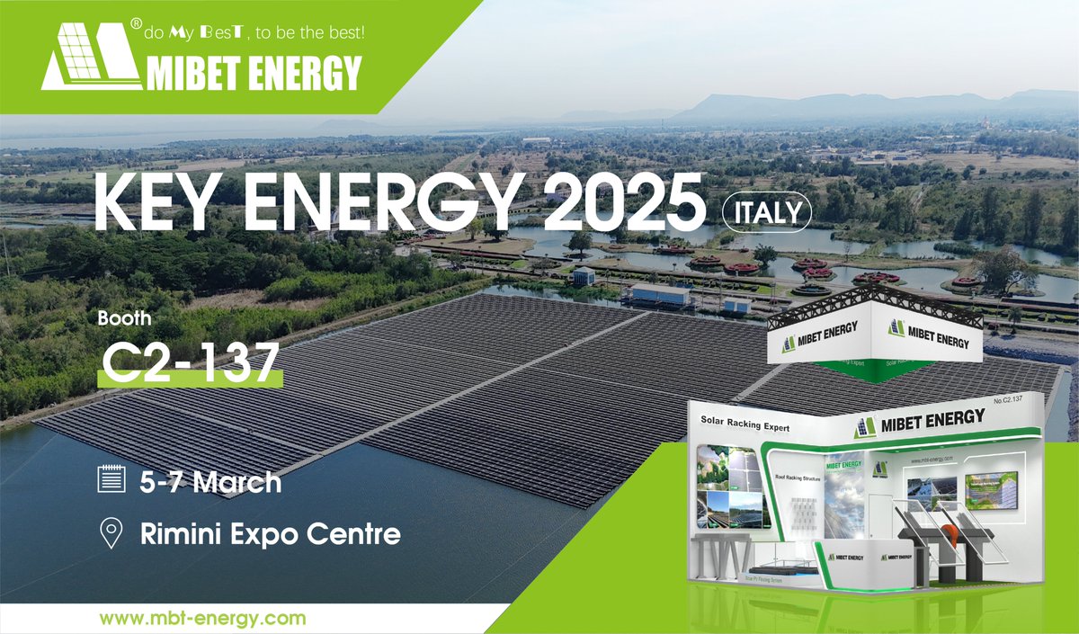 Mibet_Energy_xm's tweet image. 🌟 8 days to KEY ENERGY 2025! MIBET at C2-137 will showcase efficient solar mounting systems. #KEYENERGY2025 #SolarMountingSystems #RenewableEnergy