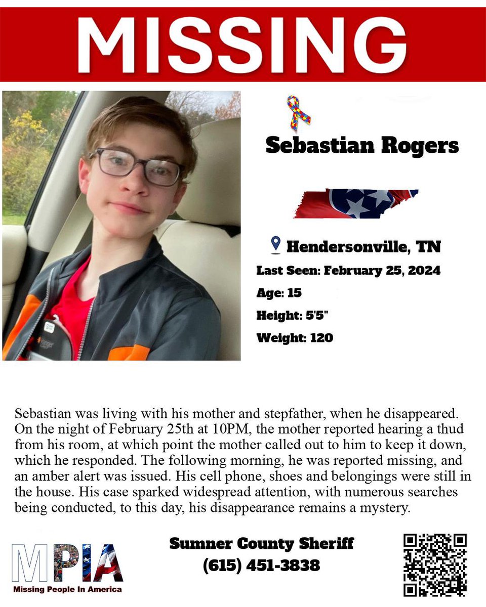 MissingPeopleIA's tweet photo. 1 year ago, Sebastian Rogers went to bed. That next morning, he was gone. https://t.co/3TAVTKXklI