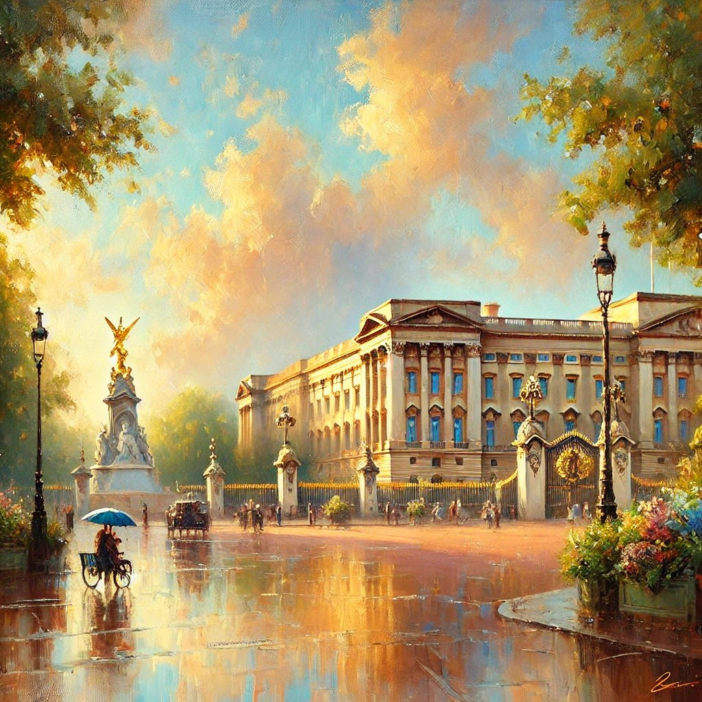 #AIart #painting of #BuckinghamPalace in a classic #French impressionist style.#London ,#unitedmbfans
