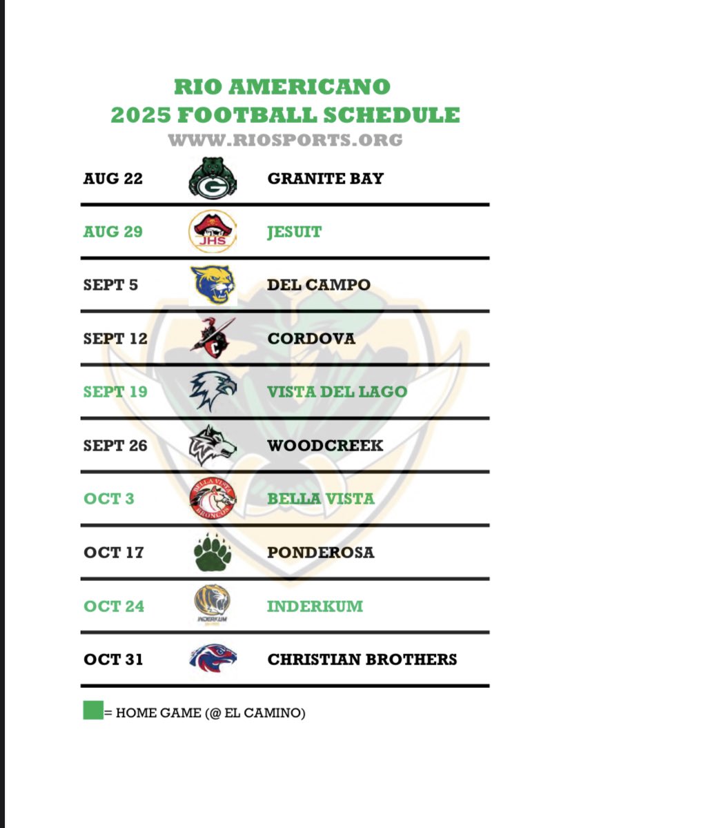 2025 Rio football schedule,  Compete the Raider Way!!