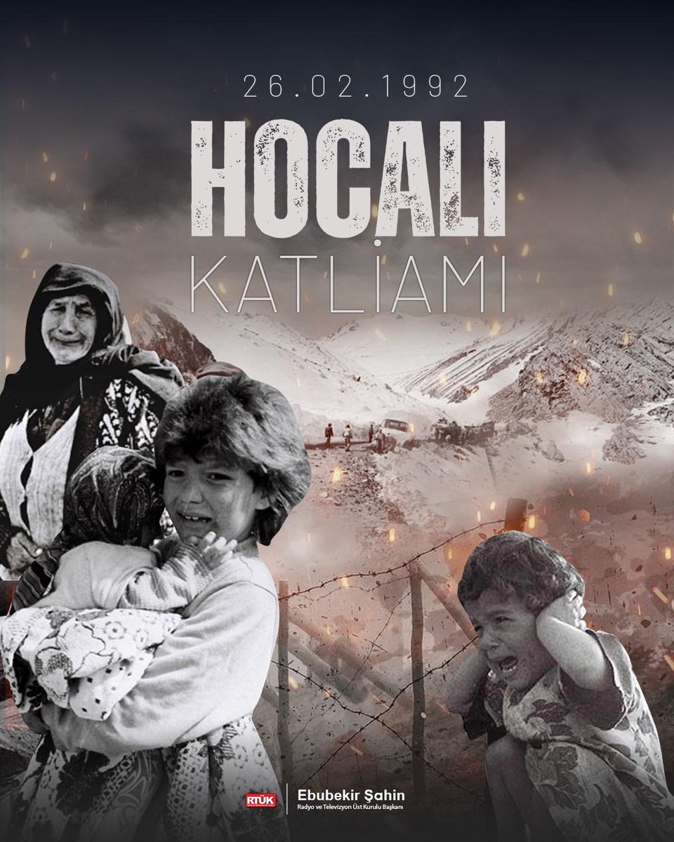 ebekirsahin's tweet photo. Acısı hâlen yüreğimizi dağlayan #HocalıKatliamı'nın üzerinden 33 yıl geçti. 
83 çocuk, 106 kadın ve 70'den fazla yaşlı olmak üzere toplam 613 Azerbaycan Türkü soydaşımızın katledildiği soykırımı ve katillerini unutmadık, unutmayacağız! 
Mekânları cennet, ruhları şâd olsun. 🇹🇷🇦🇿 https://t.co/PQTjd0TF0s