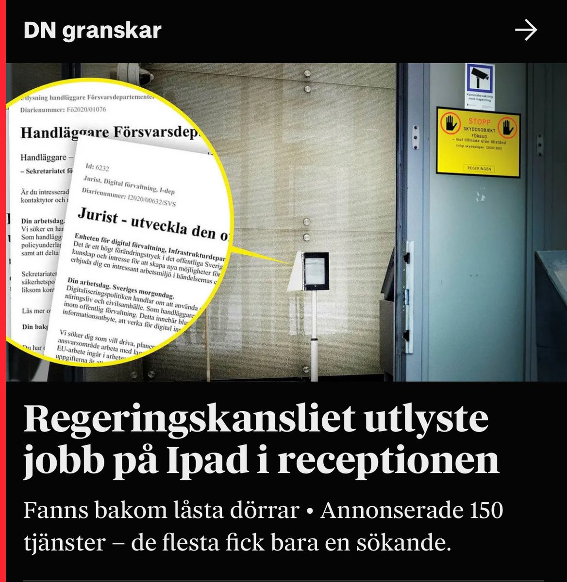 Regeringskansliet har tagit detta med ”en lapp i receptionen” till en ny nivå.