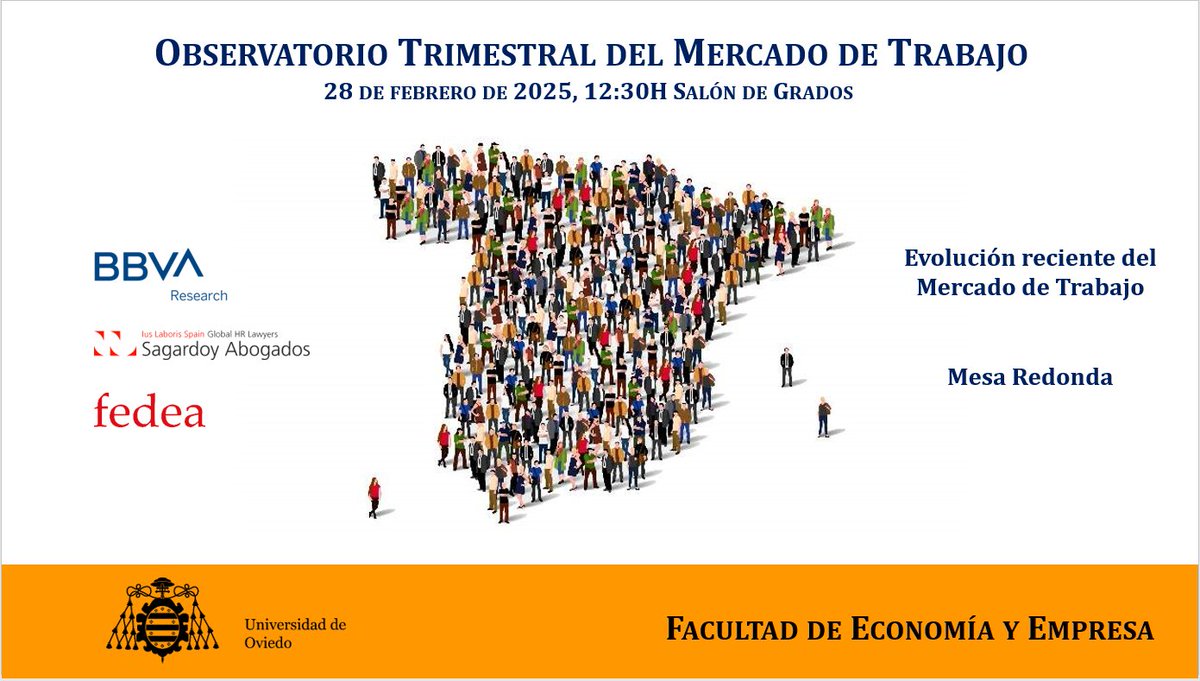 Fedea (@socialfedea) on Twitter photo <a href="/BBVAResearch/">BBVA Research</a> <a href="/socialfedea/">Fedea</a> ⭕️ #OTMT2024t2 🗓️ 28/2/24 🕙 12:30h 🏛️ <a href="/uniovi_econo/">Facultad Economía y Empresa, Universidad de Oviedo</a>
👷 Presentación Observatorio Trimestral del Mercado de Trabajo 2024-T4 con <a href="/juanramongl/">Juan Ramón García</a>, <a href="/ffelgueroso/">Floren Felgueroso</a>, <a href="/mjansen_madrid/">Marcel Jansen</a>, <a href="/rdomenechv/">Rafael Domenech | @BBVAResearch & @UV_EG</a>, <a href="/sergijm64/">Sergi Jimenez</a> y <a href="/begona_cueto/">Begoña Cueto</a>
☝️ Apúntate ⤵️
policy.fedea.net/presentacion-o… <a href="/BBVAResearch/">BBVA Research</a> <a href="/socialfedea/">Fedea</a> ⭕️ #OTMT2024t2 🗓️ 28/2/24 🕙 12:30h 🏛️ <a href="/uniovi_econo/">Facultad Economía y Empresa, Universidad de Oviedo</a>
👷 Presentación Observatorio Trimestral del Mercado de Trabajo 2024-T4 con <a href="/juanramongl/">Juan Ramón García</a>, <a href="/ffelgueroso/">Floren Felgueroso</a>, <a href="/mjansen_madrid/">Marcel Jansen</a>, <a href="/rdomenechv/">Rafael Domenech | @BBVAResearch & @UV_EG</a>, <a href="/sergijm64/">Sergi Jimenez</a> y <a href="/begona_cueto/">Begoña Cueto</a>
☝️ Apúntate ⤵️
policy.fedea.net/presentacion-o…