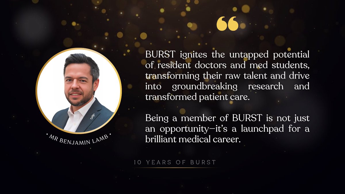 BURST Urology (@bursturology) on Twitter photo ⏰ ONLY 2 DAYS LEFT!
"BURST ignites the untapped potential of resident doctors and med students... it's a launchpad for a brilliant medical career"
- Mr <a href="/lambwben/">Benjamin Lamb</a>, Consultant Urologist
🗓️ Apply by Feb 28th: redcap.slms.ucl.ac.uk/surveys/?s=3JX…
#BURST10 #UroSoMe ⏰ ONLY 2 DAYS LEFT!
"BURST ignites the untapped potential of resident doctors and med students... it's a launchpad for a brilliant medical career"
- Mr <a href="/lambwben/">Benjamin Lamb</a>, Consultant Urologist
🗓️ Apply by Feb 28th: redcap.slms.ucl.ac.uk/surveys/?s=3JX…
#BURST10 #UroSoMe