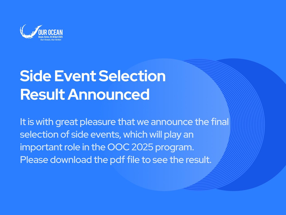 Thank you for submitting your side event💙

It is with great pleasure that we announce the final selection of side events.

We really appreciate your enthusiasm! Your active participation adds significant value to the 10th Our Ocean Conference.