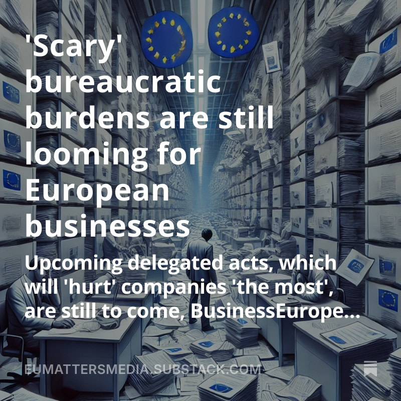Christoffer Frendesen (@chrisfrendesen) on Twitter photo The bureaucratic burden, which will "hurt the most," is still looming over European businesses😨 <a href="/BusinessEurope/">BUSINESSEUROPE</a> points to 3 root causes of the problem.
The Commission and upcoming Council presidency comment on the allegations.
eumattersmedia.substack.com/p/scary-bureau…
#dkbiz #eudk #eupol #dkøko The bureaucratic burden, which will "hurt the most," is still looming over European businesses😨 <a href="/BusinessEurope/">BUSINESSEUROPE</a> points to 3 root causes of the problem.
The Commission and upcoming Council presidency comment on the allegations.
eumattersmedia.substack.com/p/scary-bureau…
#dkbiz #eudk #eupol #dkøko