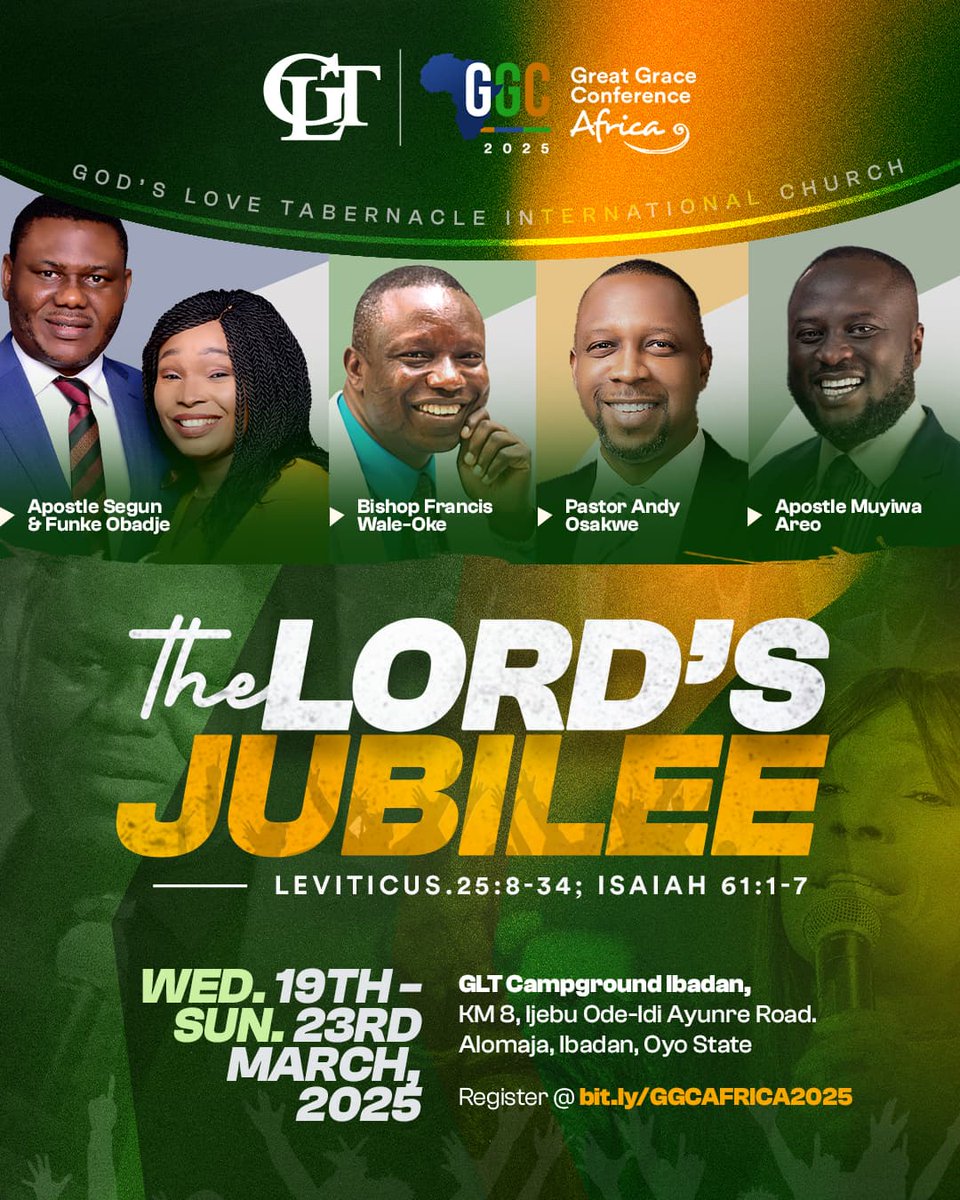gltchurch's tweet photo. GGC AFRICA 2025 || THE LORD'S JUBILEE!!!

#GreatGraceConference
#ThisMarch
#TheLordsJubilee
#GGCAfrica2025 https://t.co/MVqENLs1KL